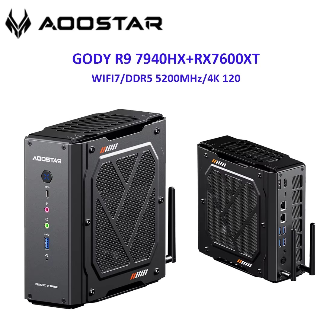 AOOSTAR GODY มินิพีซีเกมมิ่ง AMD Ryzen 9 7940HX 8GB + Radeon RX 7600 XT 8GB GDDR6 สำหรับคอมพิวเตอร์ตั้งโต๊ะเล่นเกม รองรับ Win/Linux